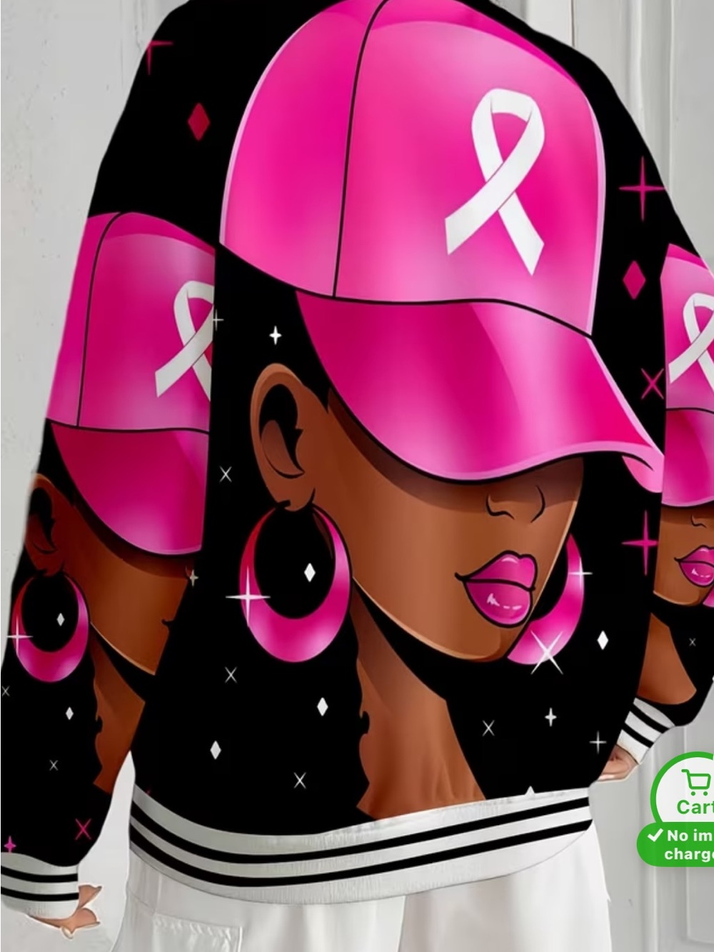 Breast cancer awareness baseball jacket
